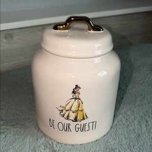 Disney Ceramic Jar with Gold Handle and Yellow Dress